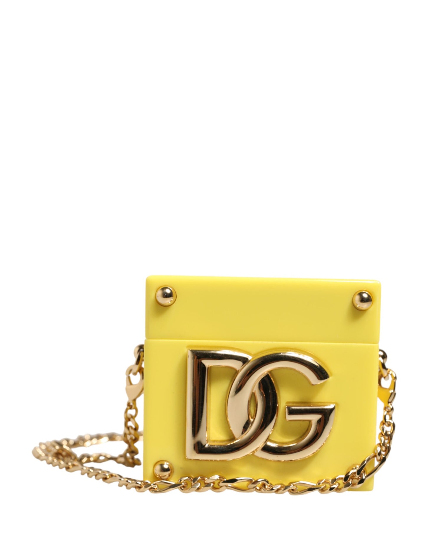 Dolce & Gabbana Yellow DG Logo Plaque Cover Gold Chain Airpods Case Dolce & Gabbana