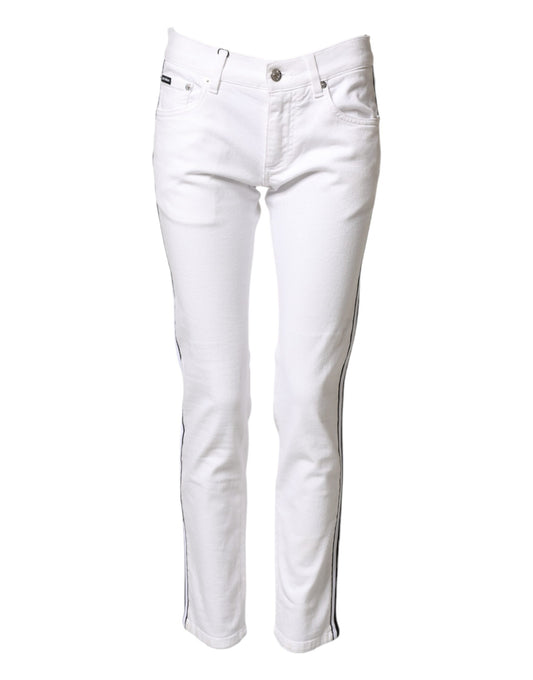Dolce & Gabbana White Cotton Stretch Skinny Men Denim Jeans Dolce & Gabbana