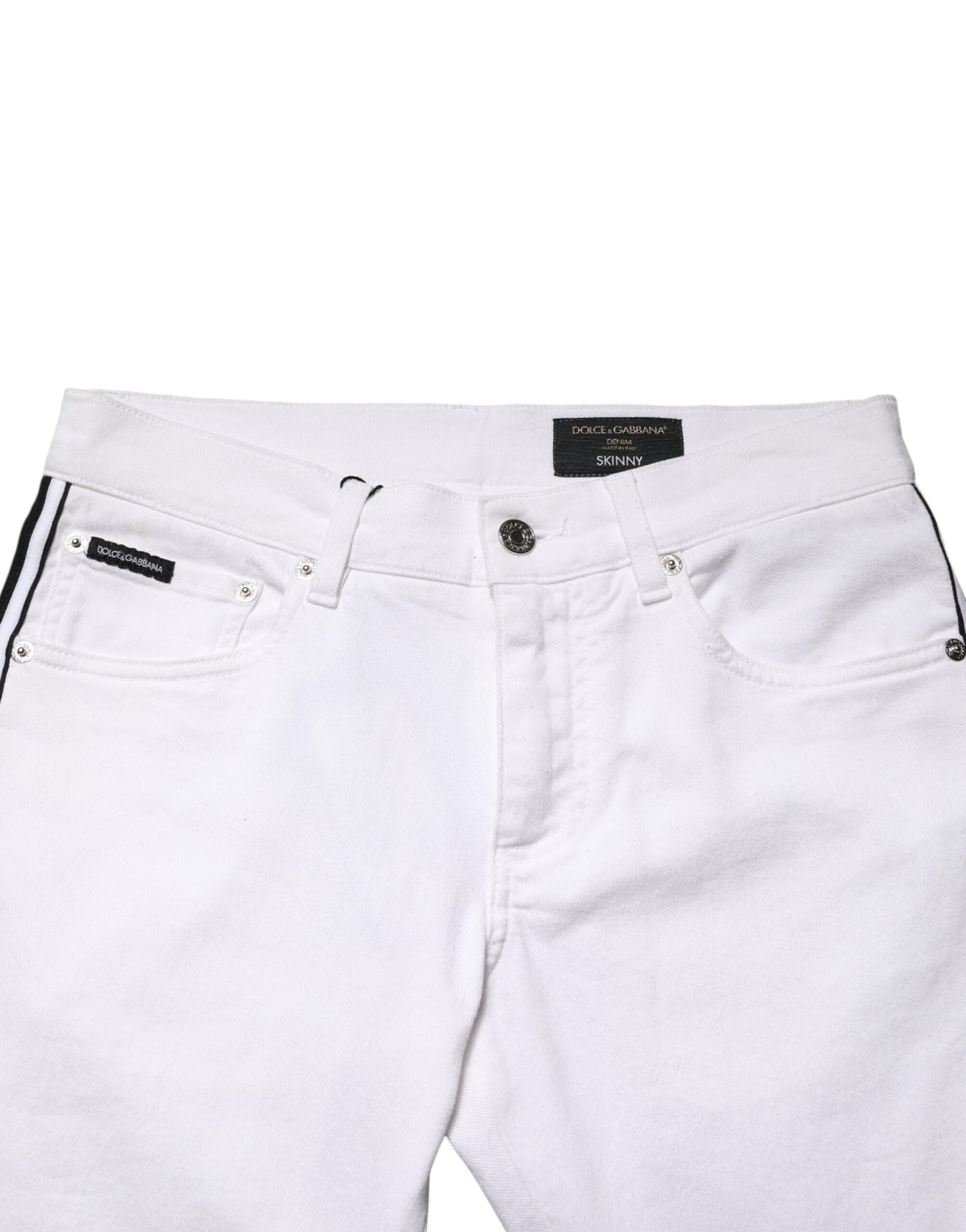 Dolce & Gabbana White Cotton Stretch Skinny Men Denim Jeans Dolce & Gabbana
