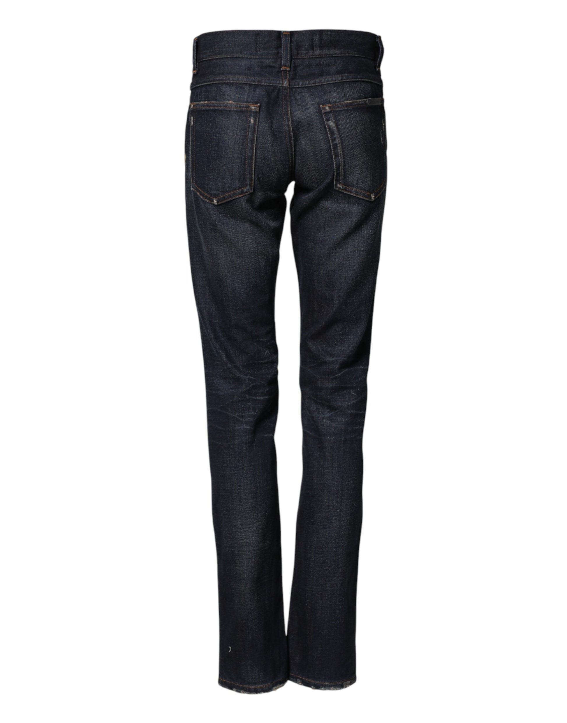 Dolce & Gabbana Dark Blue Watch GOLD Men Skinny Denim Jeans Dolce & Gabbana