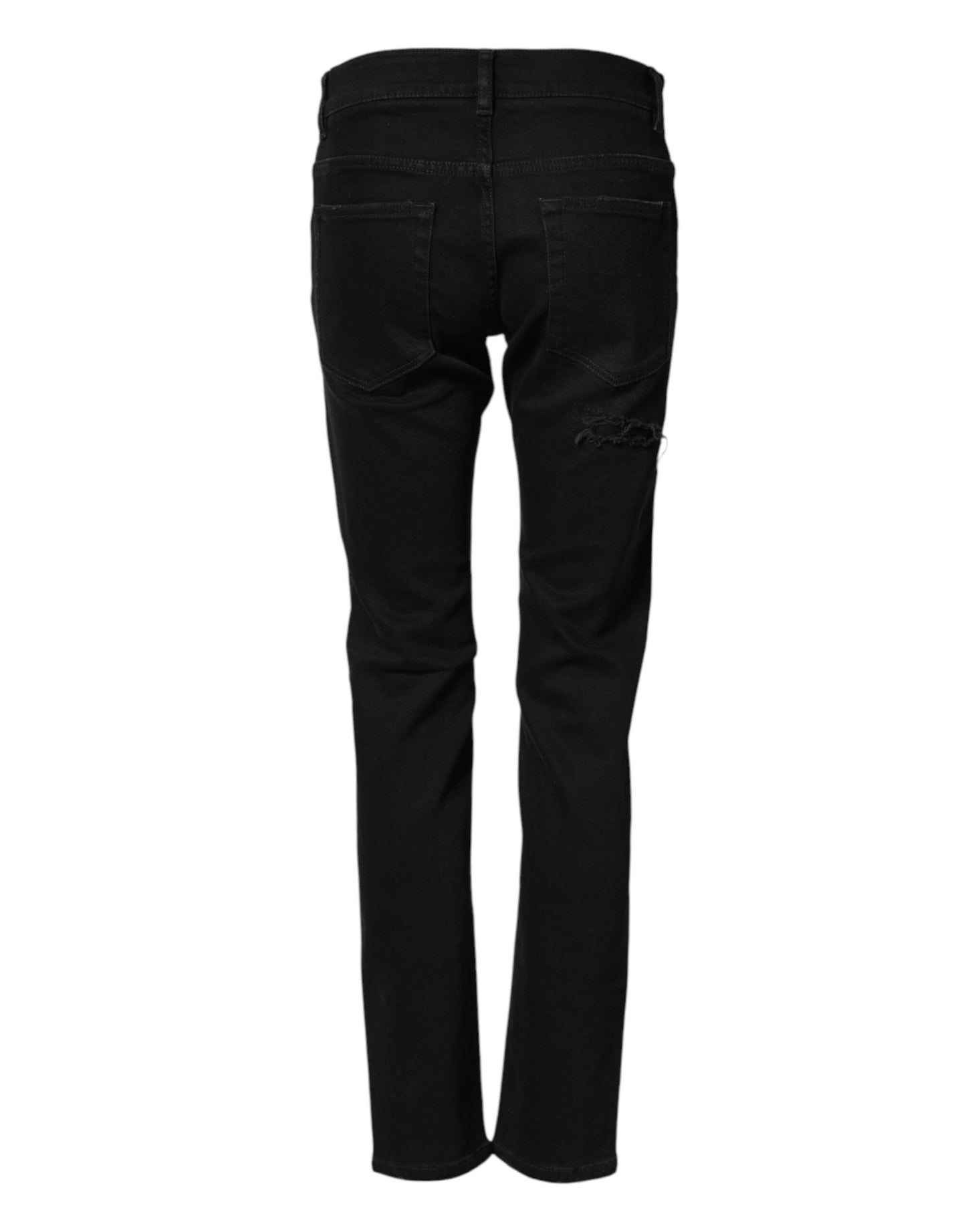 Dolce & Gabbana Black Tattered Cotton Men Skinny Denim Jeans Dolce & Gabbana