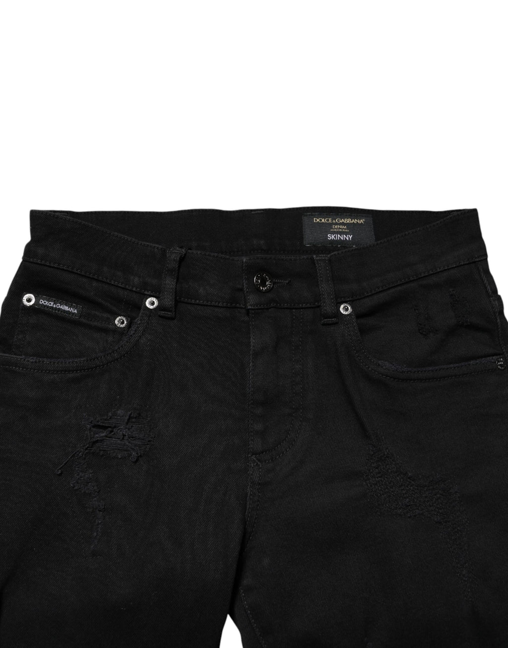 Dolce & Gabbana Black Tattered Cotton Men Skinny Denim Jeans - Eljoys Fashion 