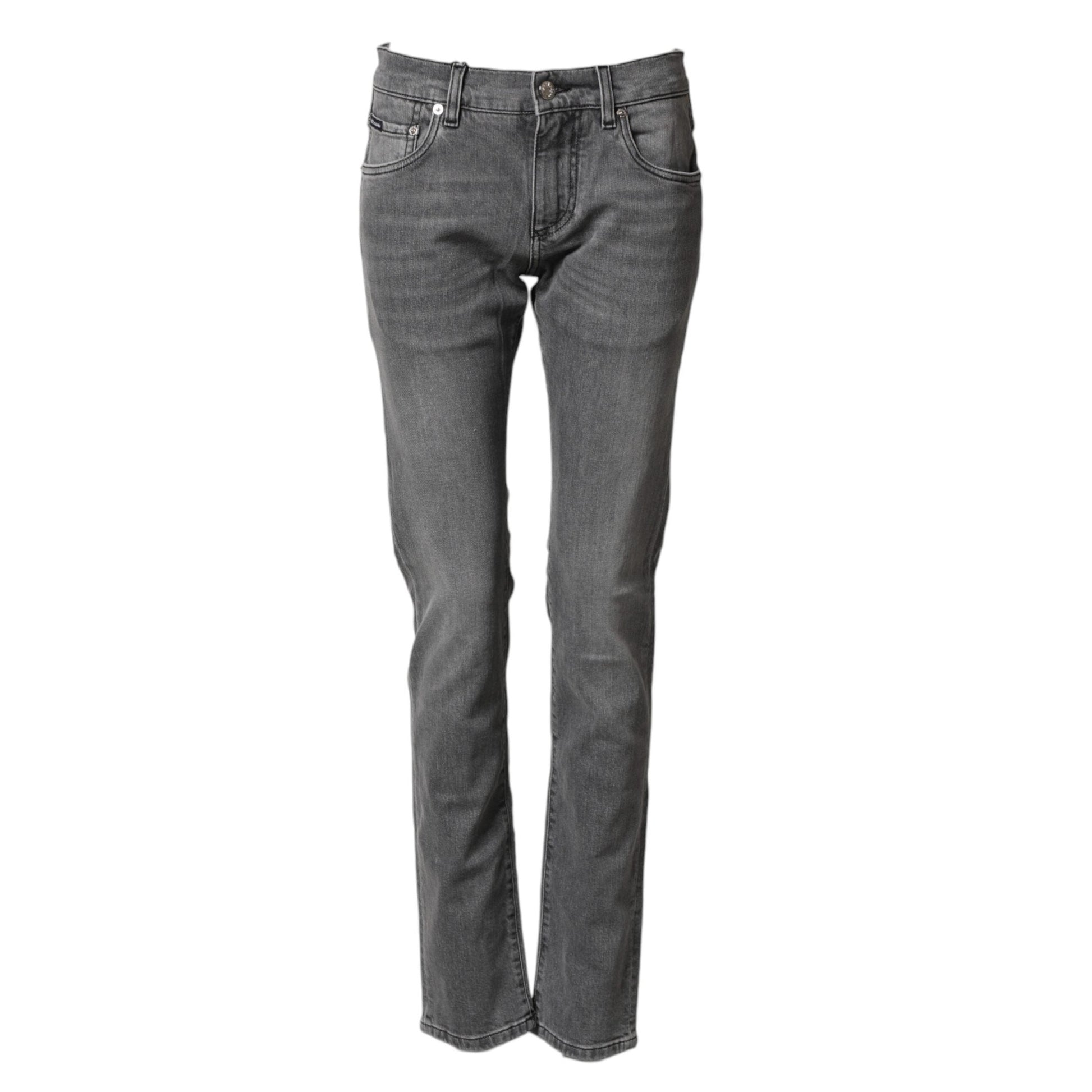 Dolce & Gabbana Gray Cotton Mid Waist Skinny Denim Jeans Dolce & Gabbana