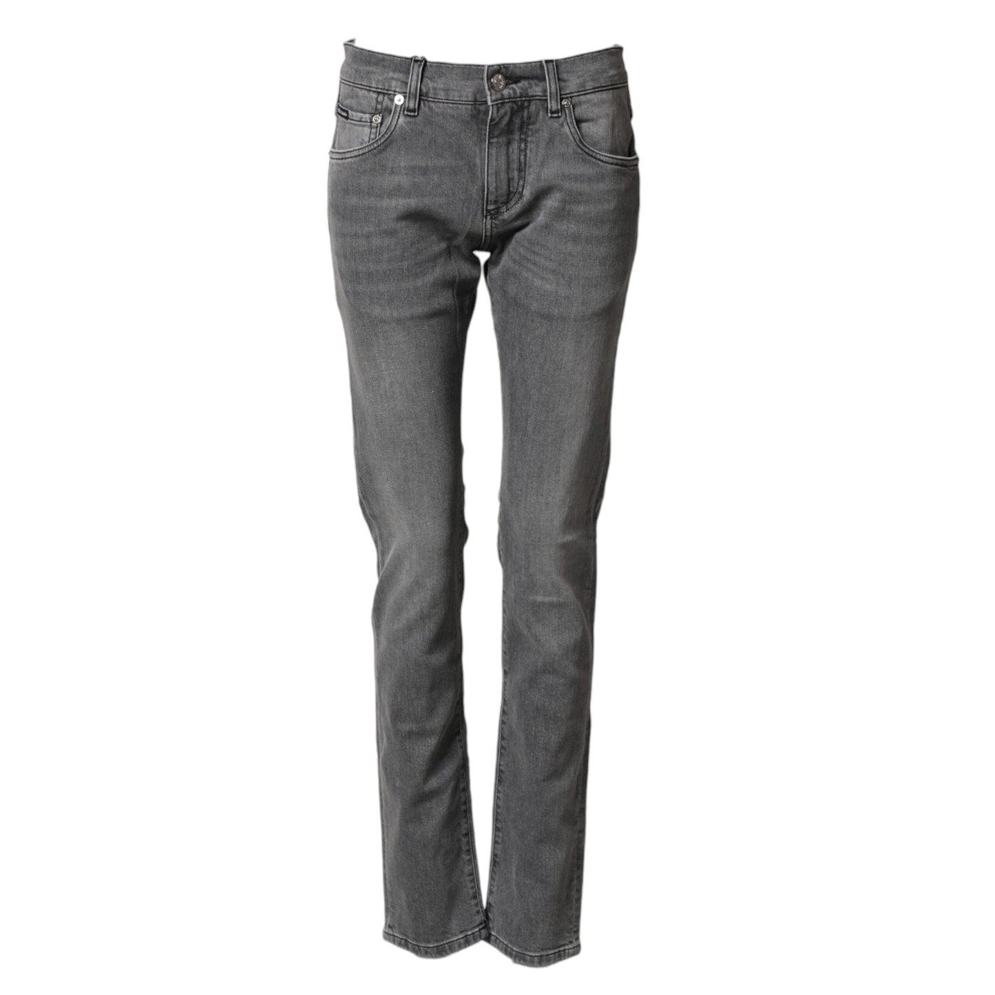 Dolce & Gabbana Gray Cotton Mid Waist Skinny Denim Jeans Dolce & Gabbana
