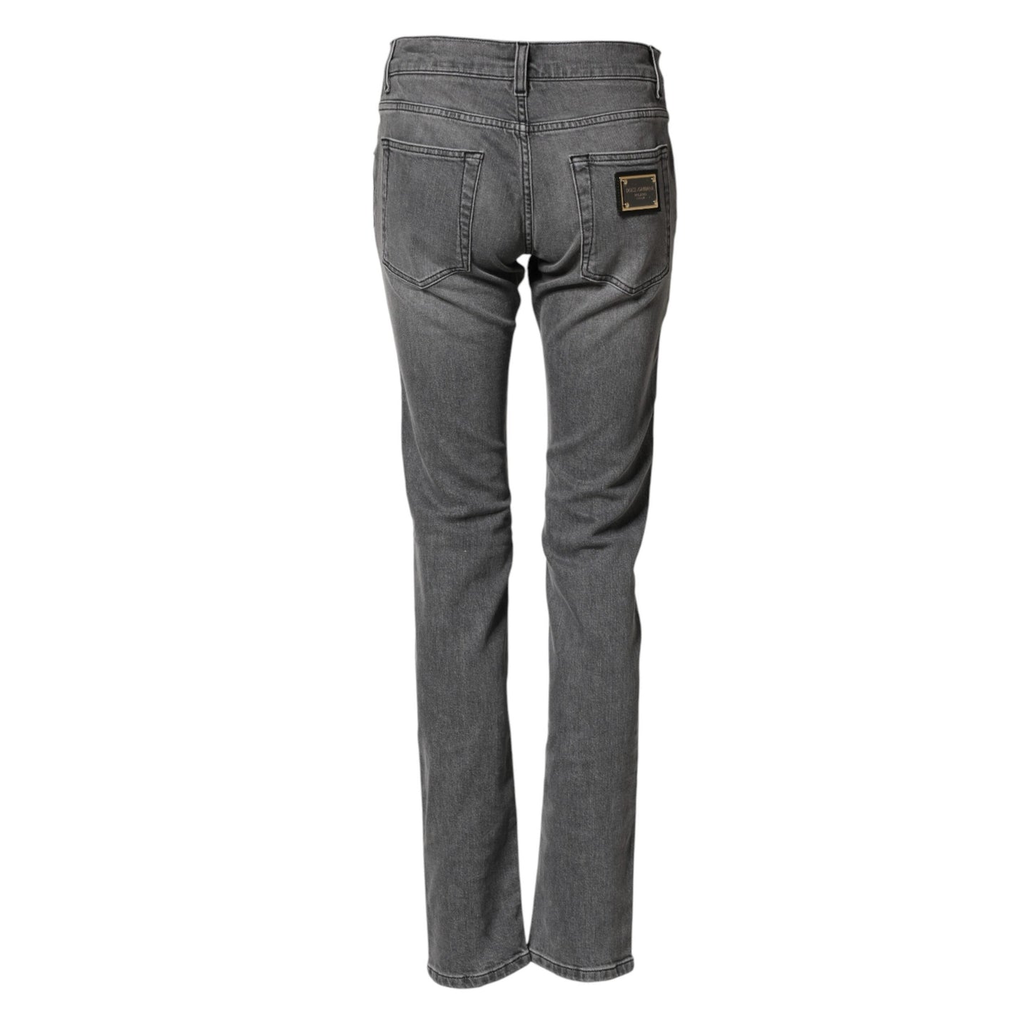 Dolce & Gabbana Gray Cotton Mid Waist Skinny Denim Jeans Dolce & Gabbana