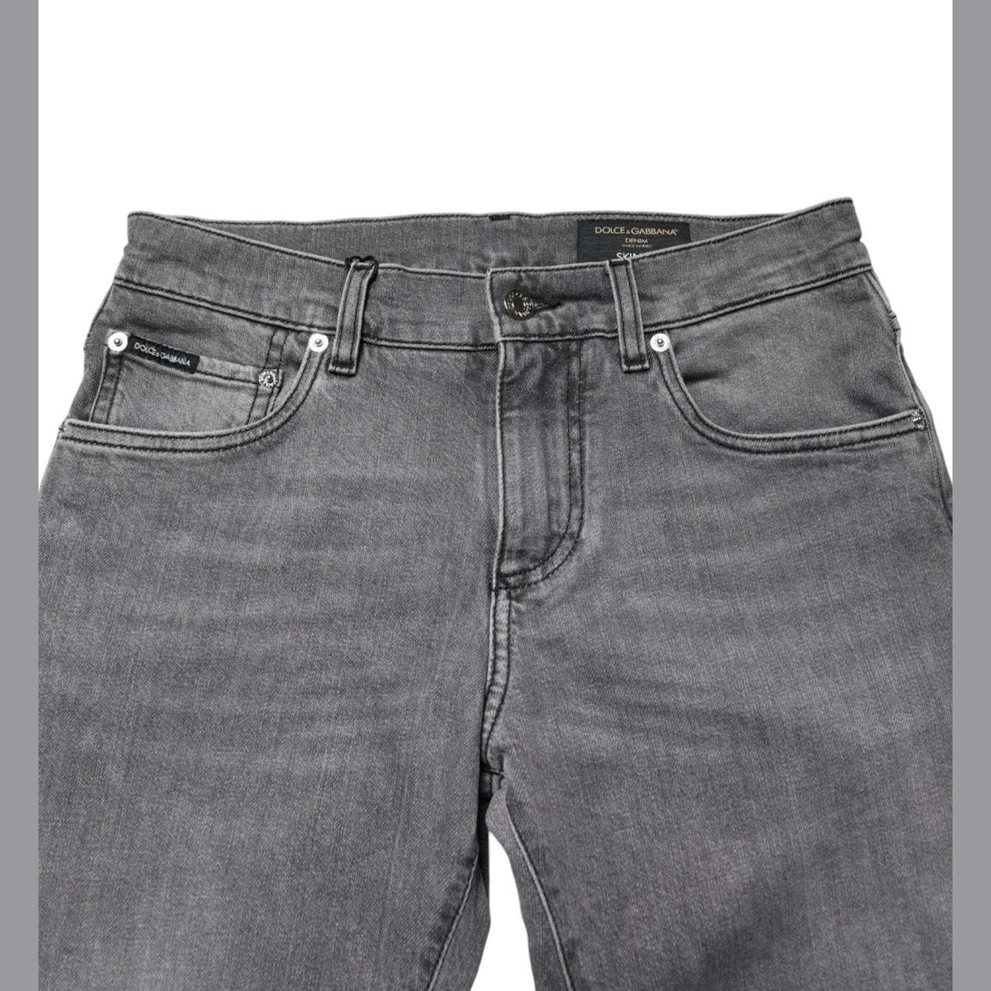 Dolce & Gabbana Gray Cotton Mid Waist Skinny Denim Jeans Dolce & Gabbana