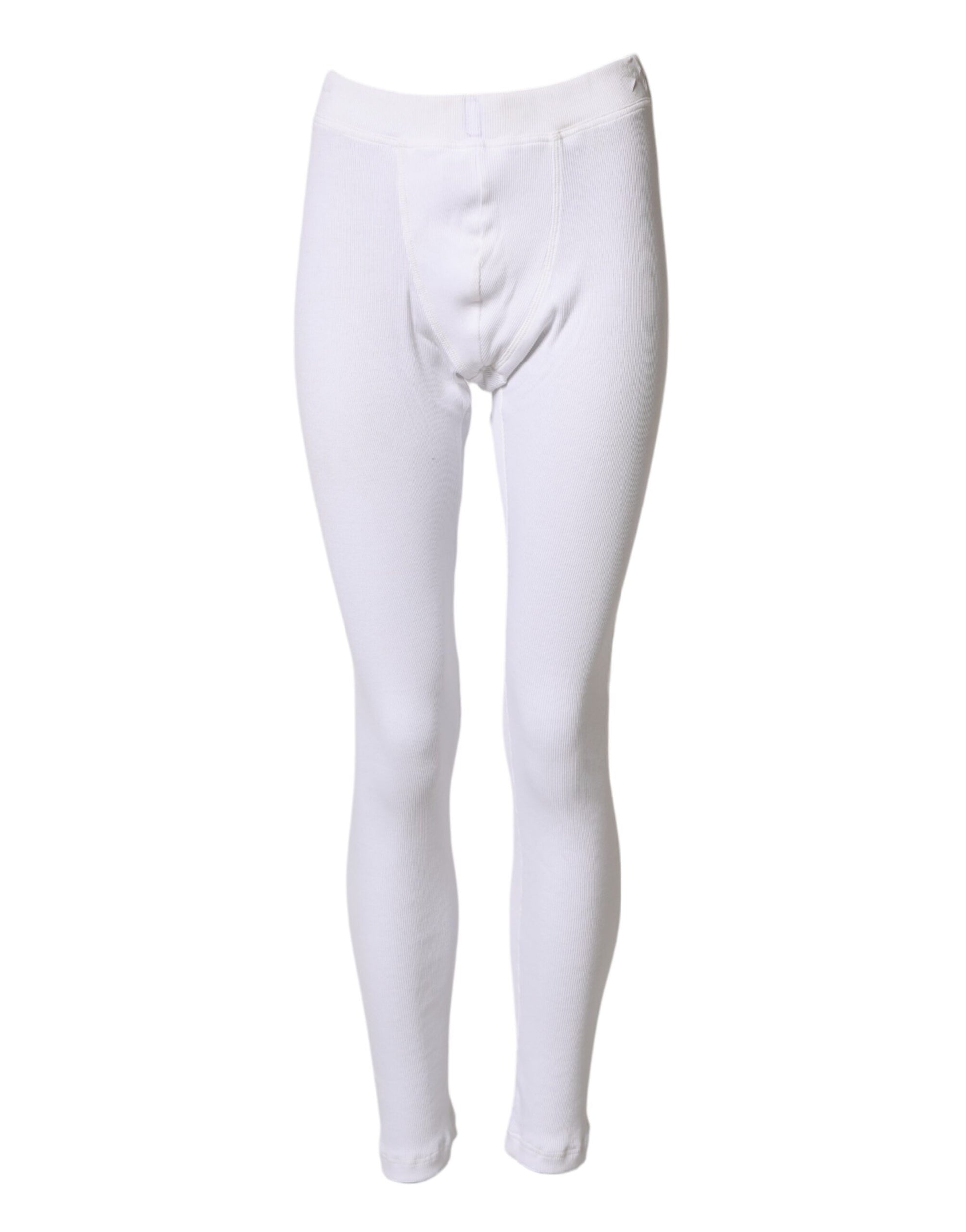 Dolce & Gabbana White Cotton Mid Waist Tights Leggings Pants Dolce & Gabbana