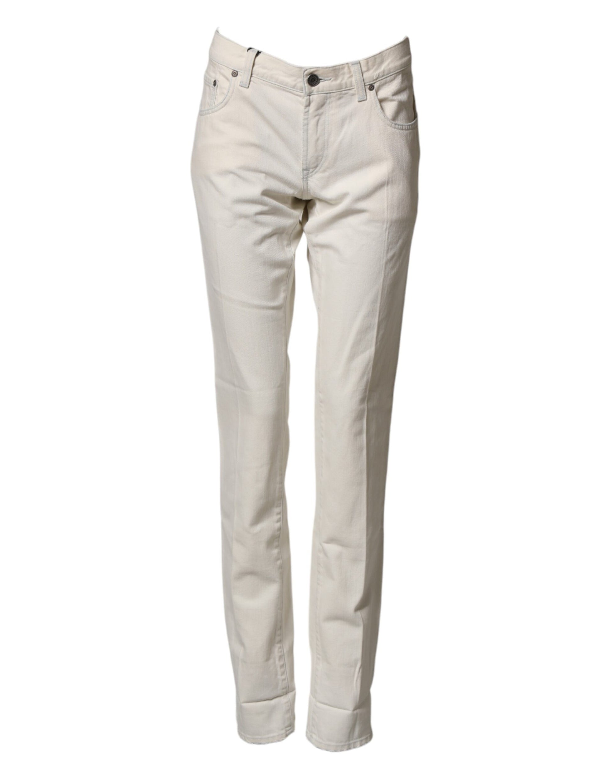 Dolce & Gabbana White Cotton Skinny Denim Trouser Men Jeans Dolce & Gabbana
