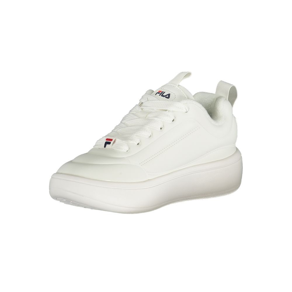 Fila Bianco women's polyurethane sneaker showing a sleek white athletic shoe with brand logo and modern design.