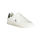 Calvin Klein Bianco polyurethane women's sneakers with white design and sleek athletic style.
