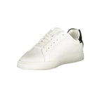Calvin Klein Bianco polyurethane women’s sneakers with white laces and sleek modern design, casual footwear for everyday wear.
