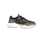 Fila Verde men's polyurethane sneaker with green accents and white sole, featuring sporty design and lace-up closure.