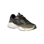 Fila Verde poliuretano Uomo sneaker showing green and black athletic shoe with textured sole and sleek design.