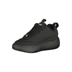 Fila black polyurethane women's sneaker with sleek design and cushioned sole, ideal for casual and athletic wear.