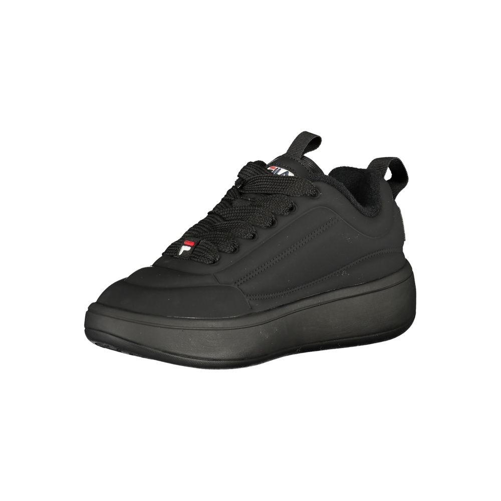 Fila black polyurethane women's sneaker with sleek design and cushioned sole, ideal for casual and athletic wear.