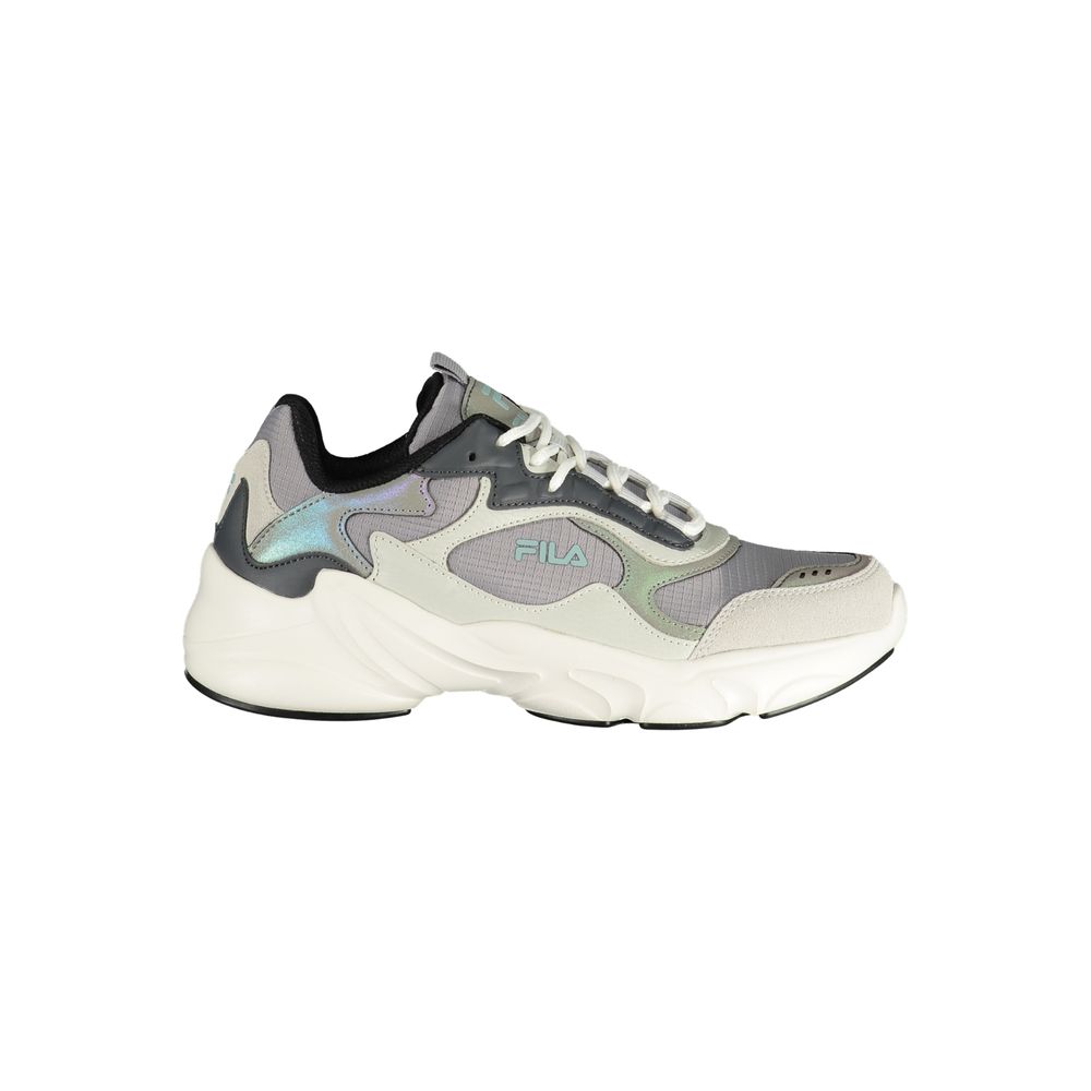 Fila Grigio polyurethane women's sneaker with breathable mesh and sporty design, featuring white and gray accents.