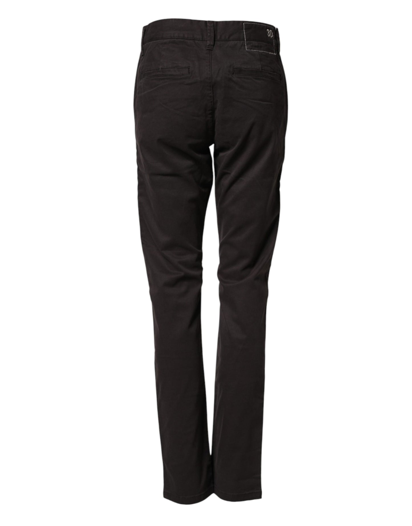 Sun68 Dark Brown Cotton Stretch Straight Mid Waist Trouser Pants Sun68