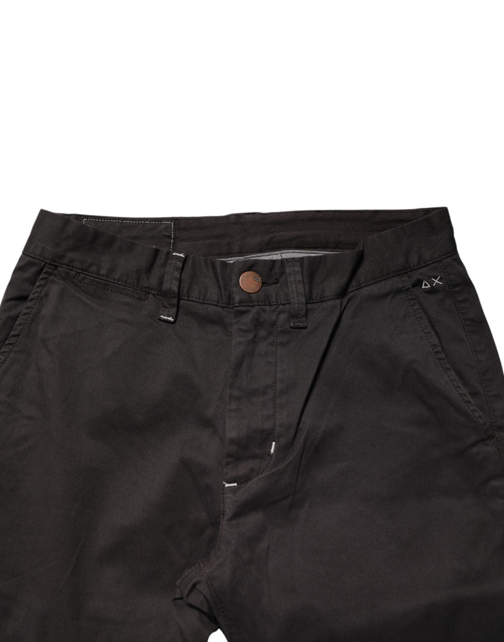 Sun68 Dark Brown Cotton Stretch Straight Mid Waist Trouser Pants