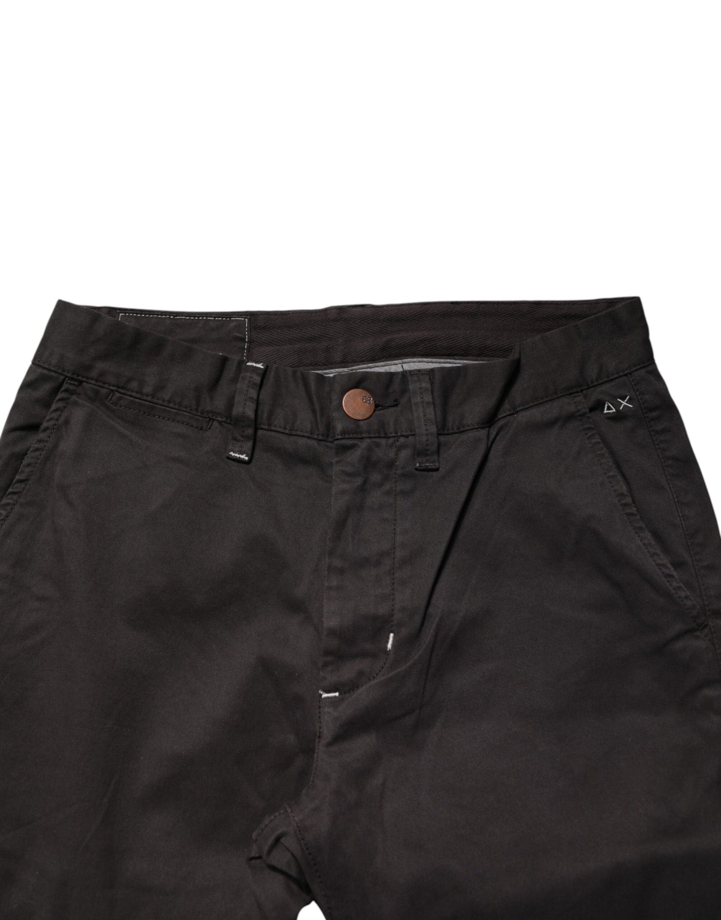 Sun68 Dark Brown Cotton Stretch Straight Mid Waist Trouser Pants Sun68