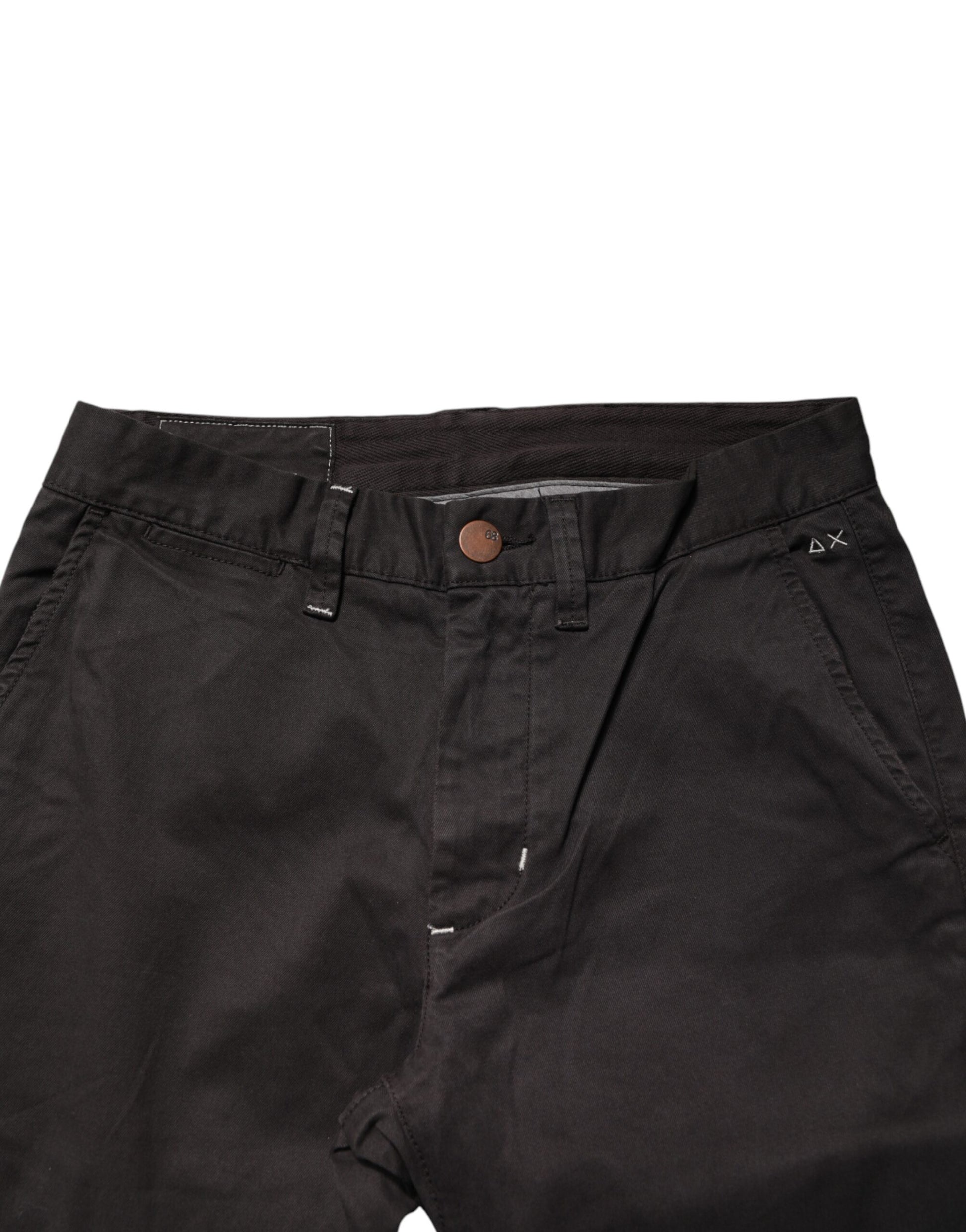 Sun68 Dark Brown Cotton Stretch Straight Mid Waist Trouser Pants Sun68