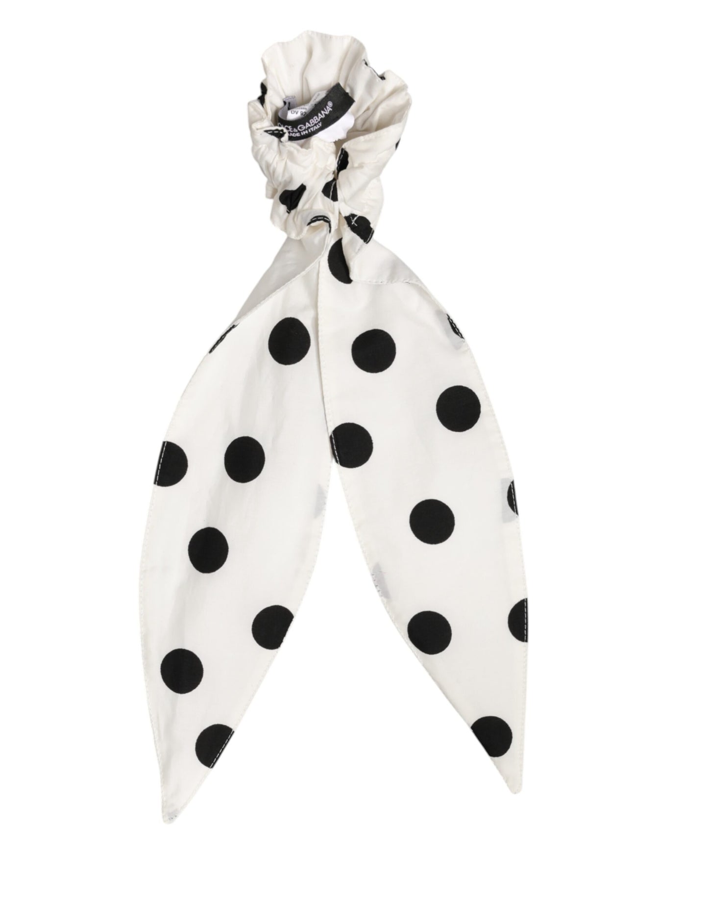 Dolce & Gabbana Scrunchie White Cotton Polka Dot Scarf Tie Accessory Hair Dolce & Gabbana