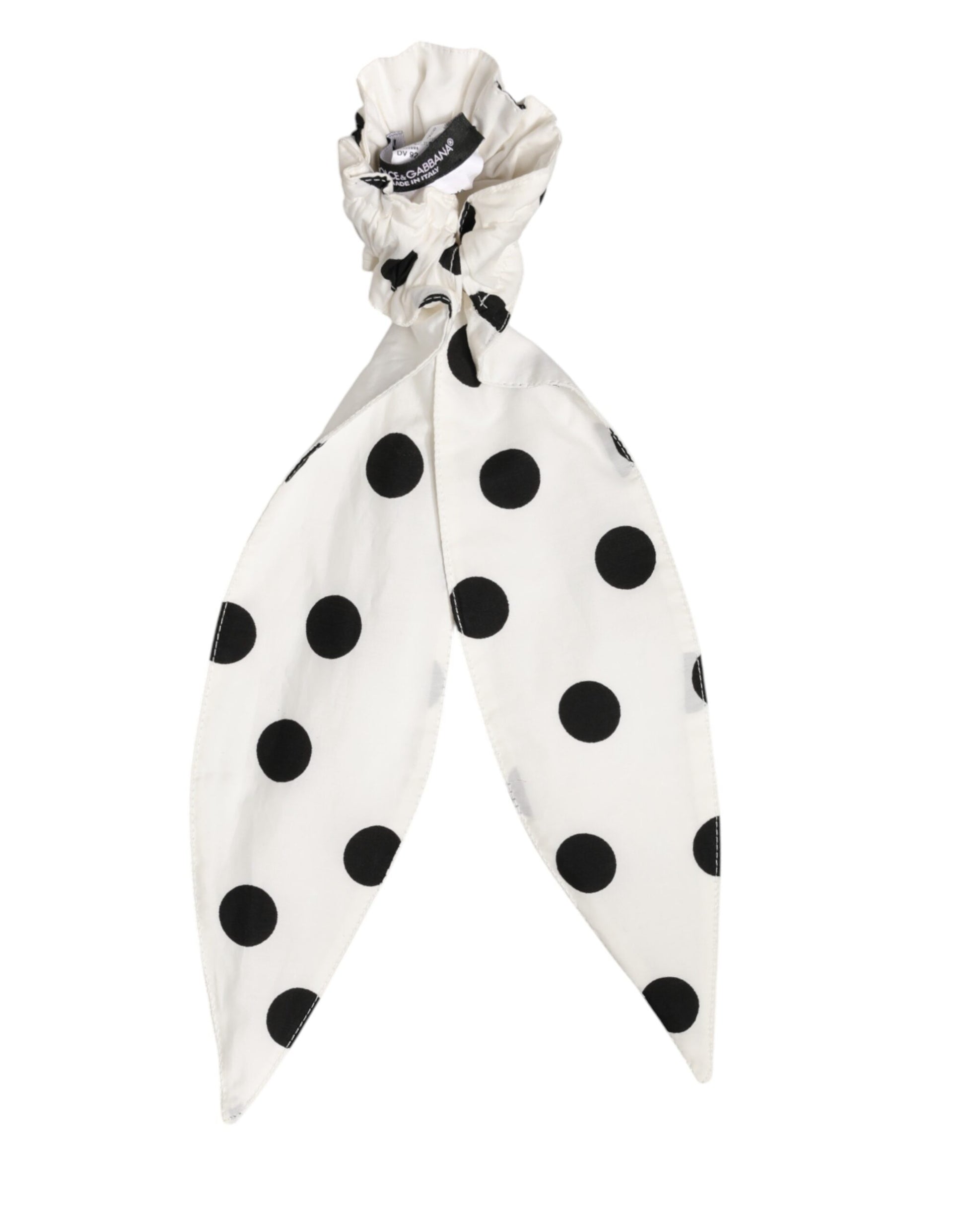 Dolce & Gabbana Scrunchie White Cotton Polka Dot Scarf Tie Accessory Hair Dolce & Gabbana