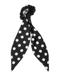 Dolce & Gabbana Black Cotton Polka Dot Scarf Tie Accessory Hair Scrunchie - Eljoys Fashion 