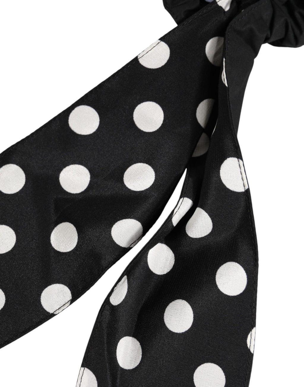 Dolce & Gabbana Black Cotton Polka Dot Scarf Tie Accessory Hair Scrunchie - Eljoys Fashion 