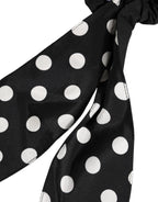 Dolce & Gabbana Black Cotton Polka Dot Scarf Tie Accessory Hair Scrunchie - Eljoys Fashion 