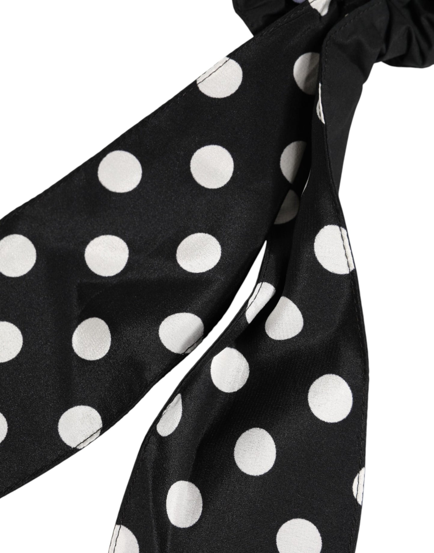 Dolce & Gabbana Black Cotton Polka Dot Scarf Tie Accessory Hair Scrunchie Dolce & Gabbana