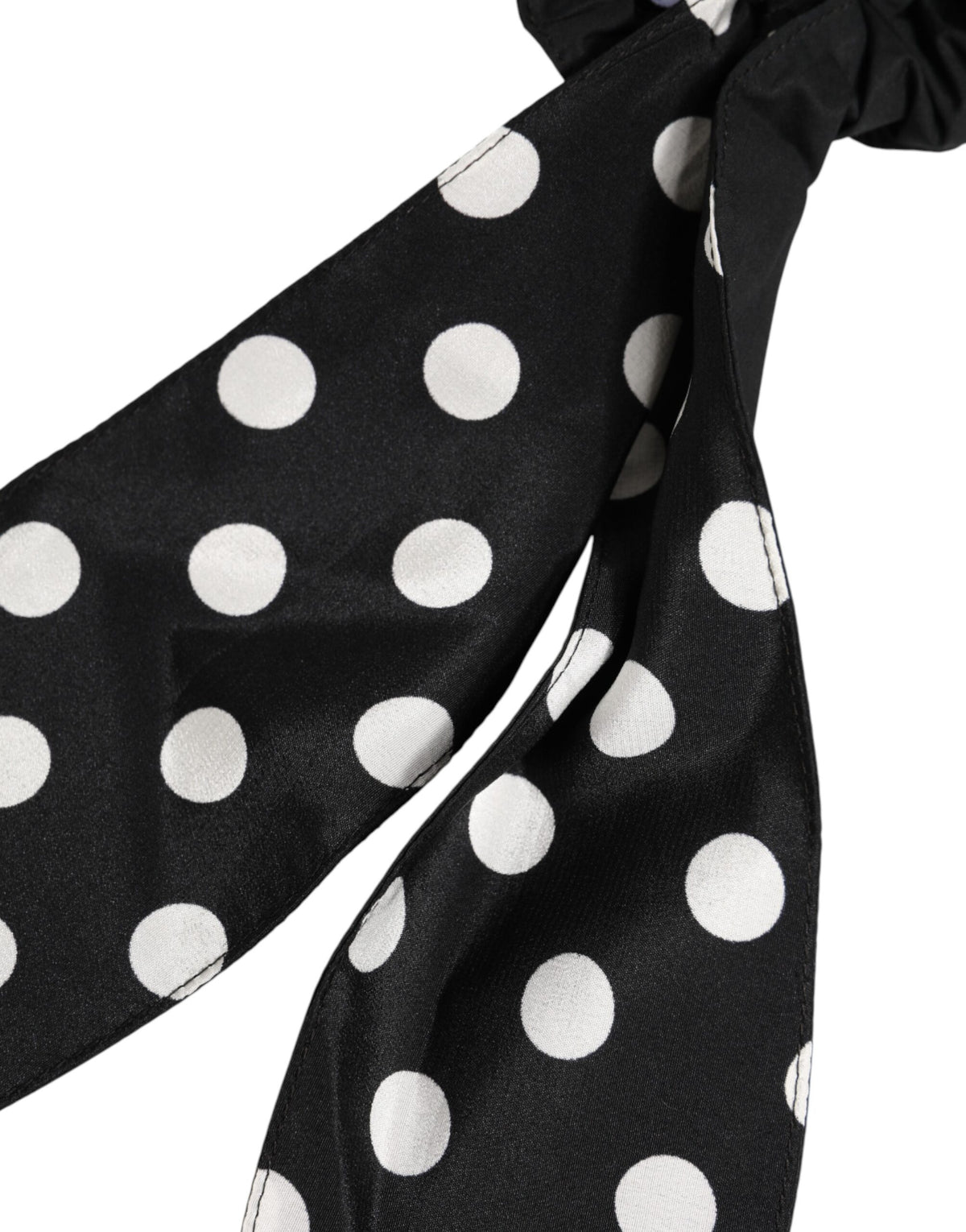 Dolce & Gabbana Black Cotton Polka Dot Scarf Tie Accessory Hair Scrunchie - Eljoys Fashion 