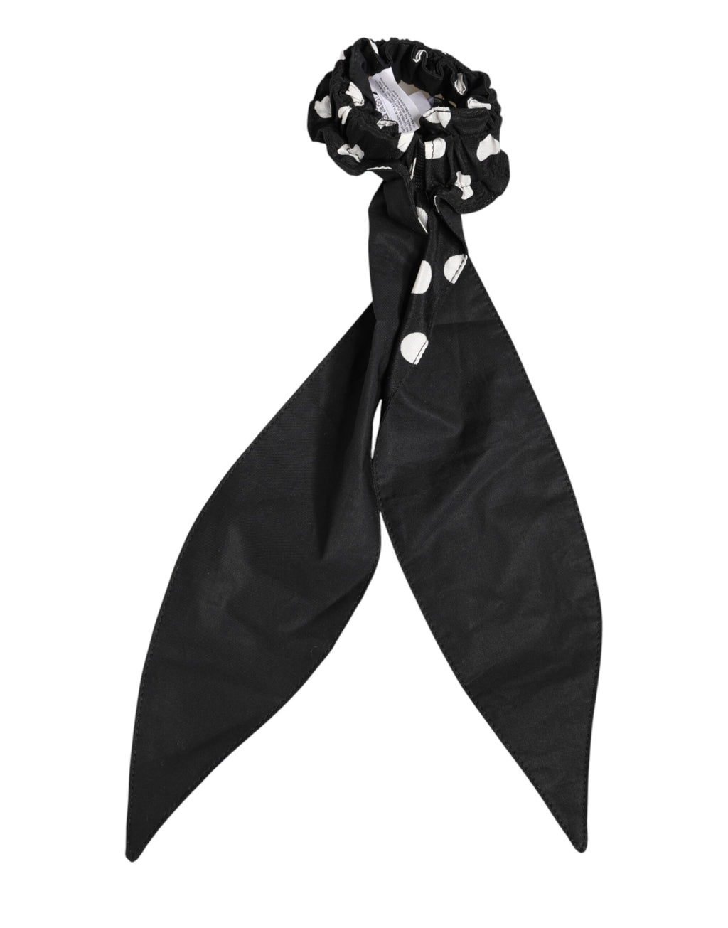 Dolce & Gabbana Black Cotton Polka Dot Scarf Tie Accessory Hair Scrunchie - Eljoys Fashion 