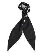 Dolce & Gabbana Black Cotton Polka Dot Scarf Tie Accessory Hair Scrunchie - Eljoys Fashion 