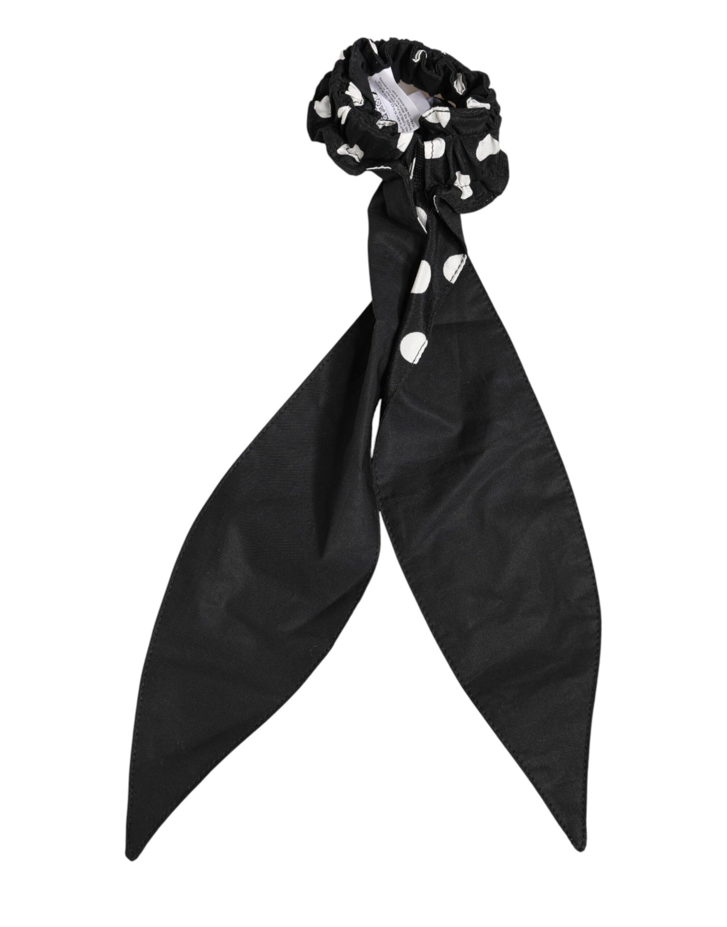 Dolce & Gabbana Black Cotton Polka Dot Scarf Tie Accessory Hair Scrunchie Dolce & Gabbana