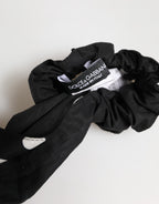 Dolce & Gabbana Black Cotton Polka Dot Scarf Tie Accessory Hair Scrunchie - Eljoys Fashion 