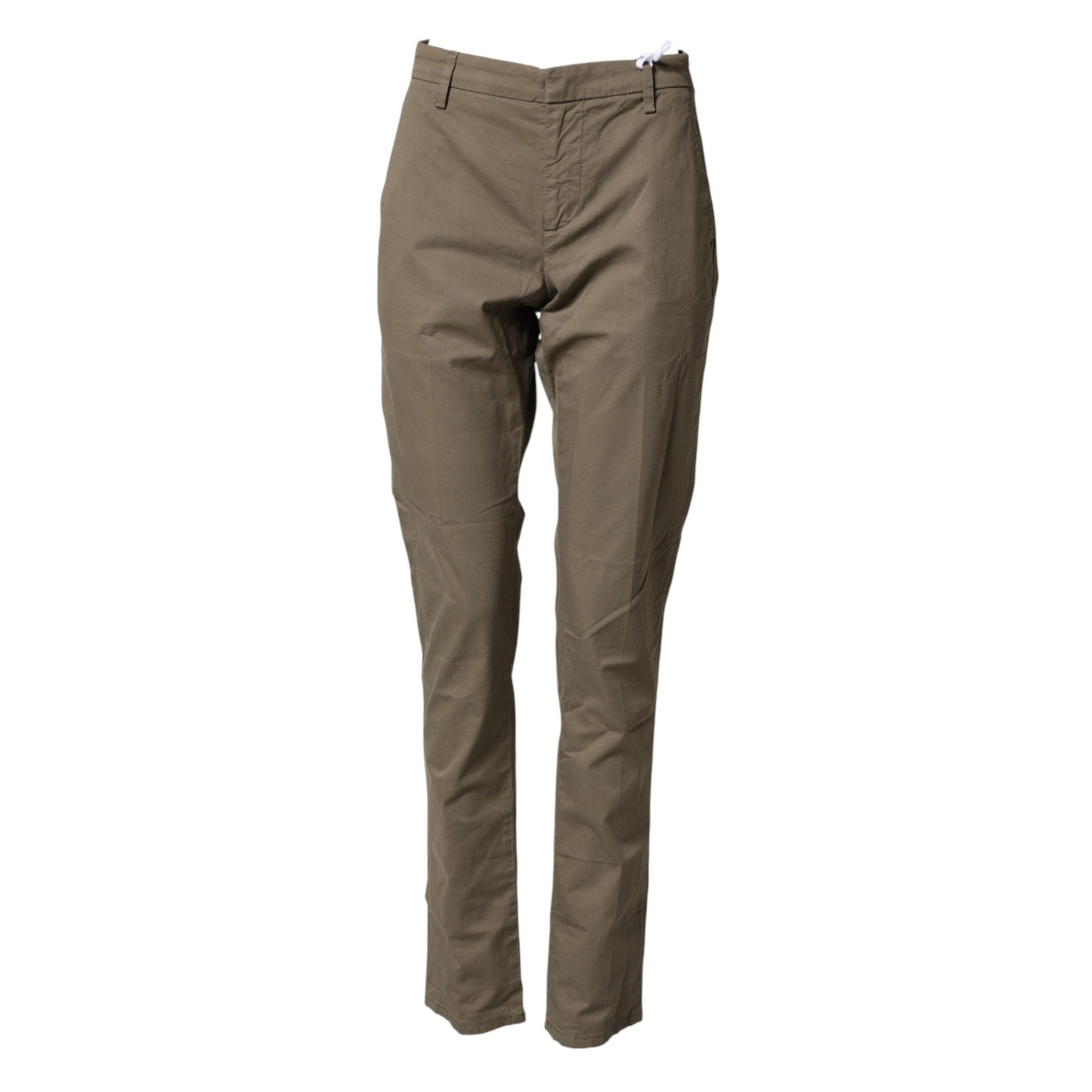 Dondup Beige Cotton Stretch Straight Chino Men Trouser Pants Dondup
