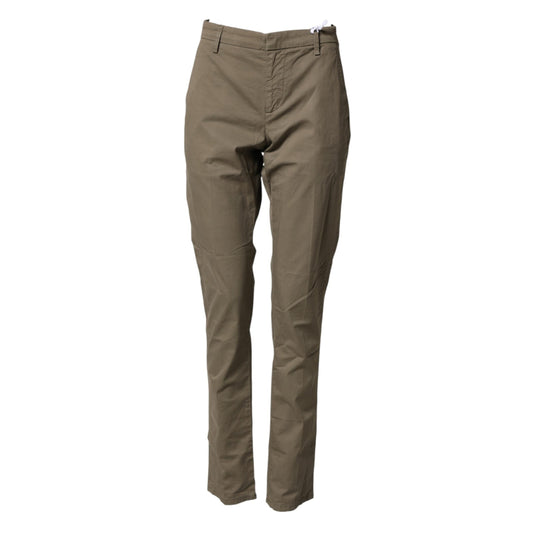 Dondup Beige Cotton Stretch Straight Chino Men Trouser Pants Dondup