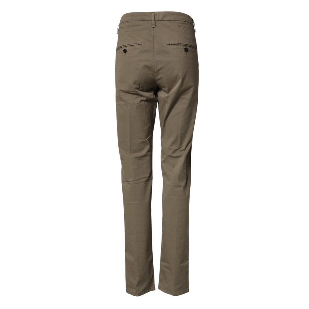 Dondup Beige Cotton Stretch Straight Chino Men Trouser Pants Dondup