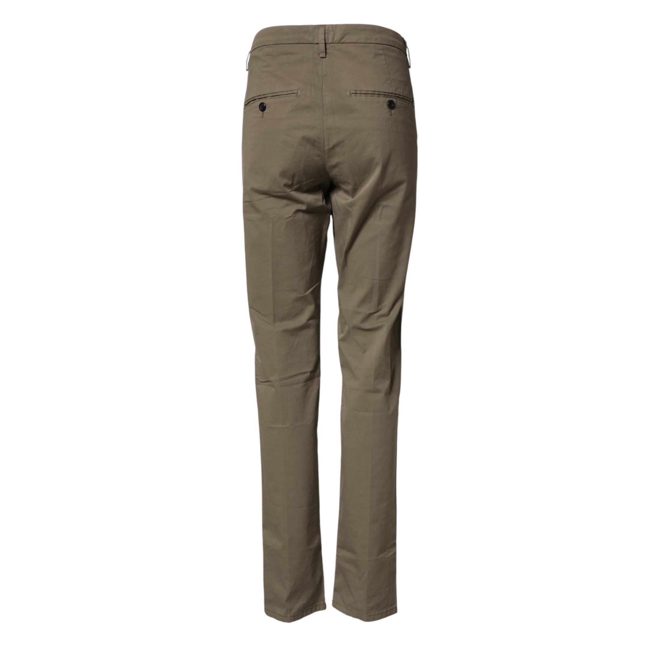 Dondup Beige Cotton Stretch Straight Chino Men Trouser Pants Dondup