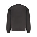 Black Calvin Klein men's cotton sweatshirt with crew neck and long sleeves, displayed flat on a white background.