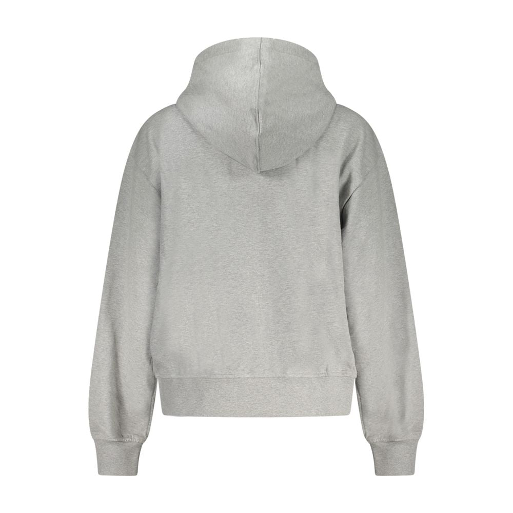 Calvin Klein Grigio cotton women's hoodie with hood, long sleeves, and front pocket, casual and comfortable apparel.
