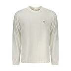 White cotton men's T-shirt by Calvin Klein, featuring a classic fit and crew neckline, displayed on a plain background.