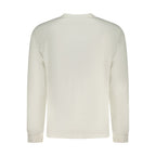 Calvin Klein white cotton men's T-shirt displayed flat, showing short sleeves and classic crew neckline.
