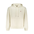 Calvin Klein white cotton men's hoodie with a drawstring hood and front pocket, casual and comfortable for everyday wear.