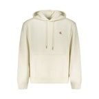 Calvin Klein white cotton men's hoodie with a drawstring hood and front pocket, casual and comfortable for everyday wear.