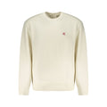 White cotton men's sweatshirt by Calvin Klein, featuring a classic crewneck design and minimalist style.