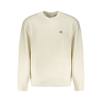 White cotton men's sweatshirt by Calvin Klein, featuring a classic crewneck design and minimalist style.