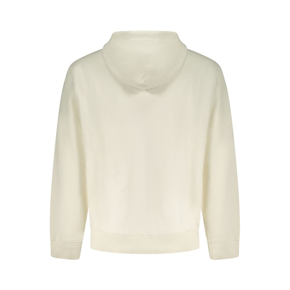 Calvin Klein white cotton men's hoodie with front pocket and drawstring hood, casual and comfortable everyday wear.