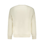 White cotton men's sweatshirt by Calvin Klein, featuring a classic crewneck design and subtle brand logo detail.