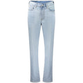 Calvin Klein Azzurro cotton women's jeans with classic five-pocket design and straight fit, shown on a model.